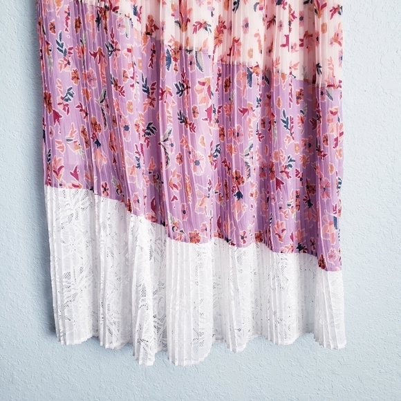 Anthropologie Laia Floral Lace Pleated Midi Skirt - Picture 3 of 8